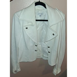 Bebe Double Breasted Cropped Peacoat Jacket Ivory Size Large Coat